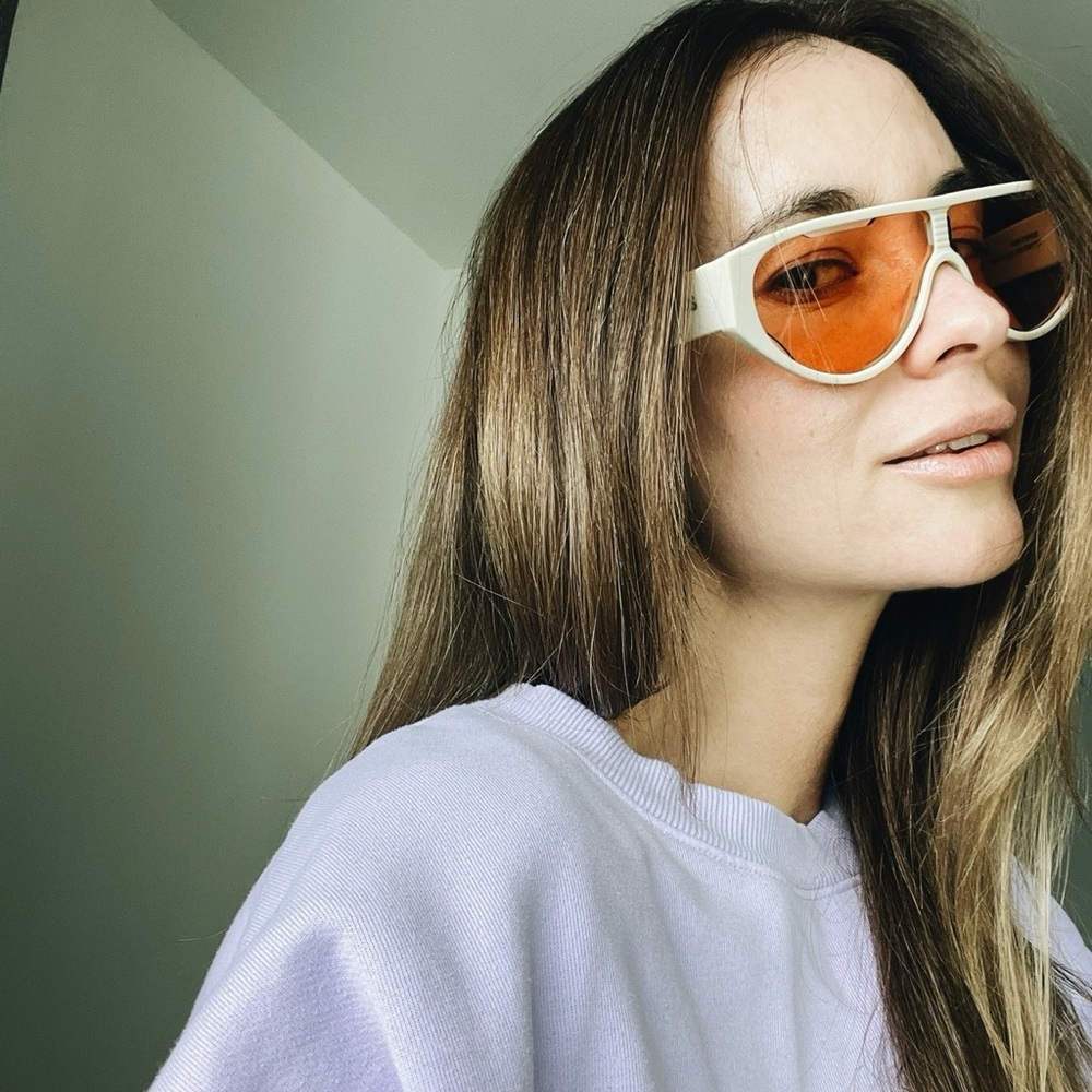 Rains Cream Sunglasses with Orange Lenses. New.